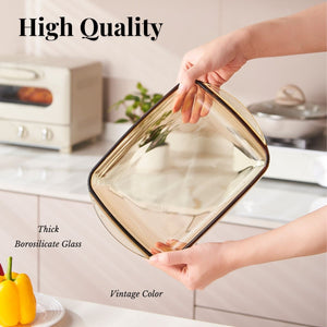 LOCAUPIN Borosilicate Vintage Glass Microwavable Baking Plate Christmas Food Serving Tray Oven Safe