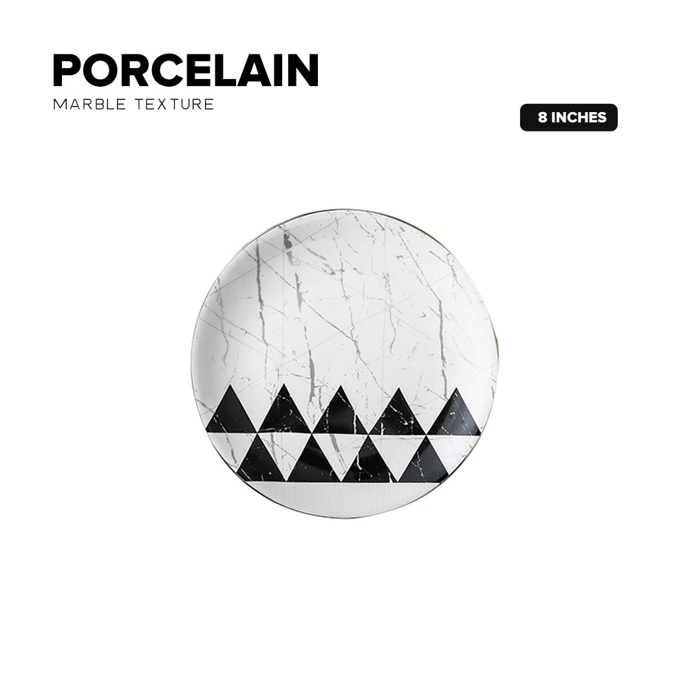 Locaupin Porcelain Marble Abstract Art Design Serving Dishes Pasta Steak Dinner Plate Luxurious Kitchen Restaurant Hotel Dining Tableware