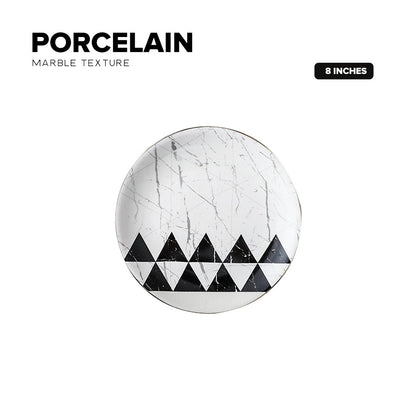 Locaupin Porcelain Marble Abstract Art Design Serving Dishes Pasta Steak Dinner Plate Luxurious Kitchen Restaurant Hotel Dining Tableware