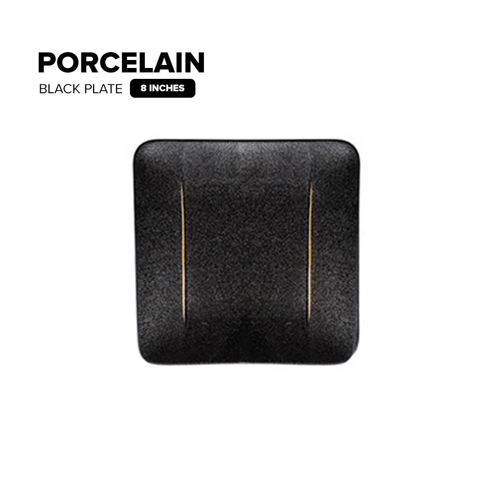 Locaupin Porcelain Catering Dish Serving Black Rice Bowl Snack Appetizer Plate For Steak Salad Pasta Restaurant Hotel Party Dinnerware