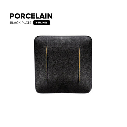 Locaupin Porcelain Catering Dish Serving Black Rice Bowl Snack Appetizer Plate For Steak Salad Pasta Restaurant Hotel Party Dinnerware