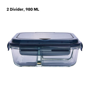 LOCAUPIN Glass Lunch Box with Spoon and Fork Microwavable Oven Safe Divider Food Storage Container