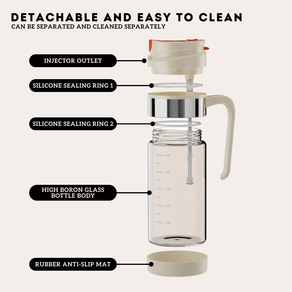 Locaupin 2 in 1 Borosilicate Glass Oil Spray and Dispenser Bottle Kitchen Condiments Container with 500 ml Capacity