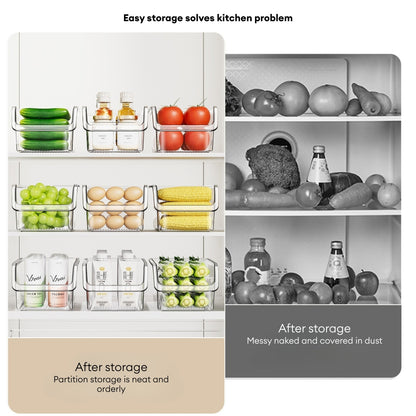 LOCAUPIN Clear Fridge Organizer Bin – BPA-Free Stackable Refrigerator Box for Food & Drink, Kitchen Shelf Organizer