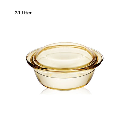 LOCAUPIN Borosilicate Glass Casserole Dual Use Covered Vintage Serving Dinner Soup Dish Bowl Lid