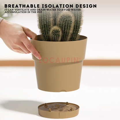 Locaupin Simple Style Flowerpot with Tray Minimalist Gardening Pot Indoor and Outdoor Garden Use
