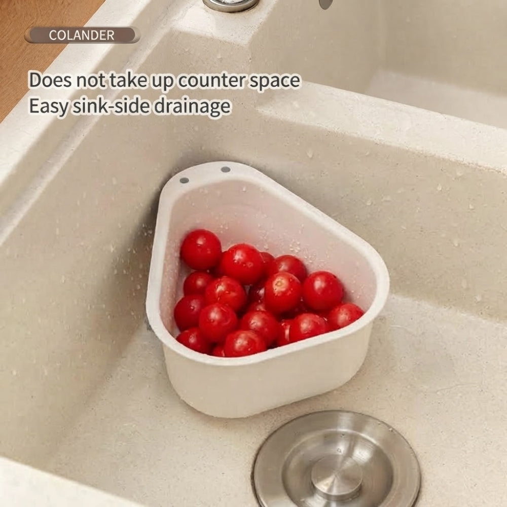 LOCAUPIN Foldable Handle Colander Draining Basket Food-Grade Vegetable & Fruit Strainer Space-Saving Triangle Basket