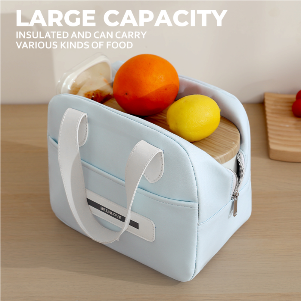 Locaupin Smiley Food Bag Waterproof and Insulated Meal Bags with Front Pocket Large Capacity Office School Portable Lunch Storage
