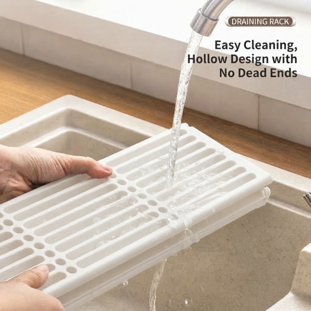 LOCAUPIN Foldable Anti-Slip Dish Drying Rack Space Saver Sink Organizer Over Sink Multifunctional Kitchen Drainer Board
