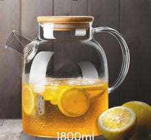 Load image into Gallery viewer, Locaupin Tea Pot Maker with Removable Spout Filter Heat Resistant Borosilicate Glass Bamboo Lid Kettle Hot Cold Beverage
