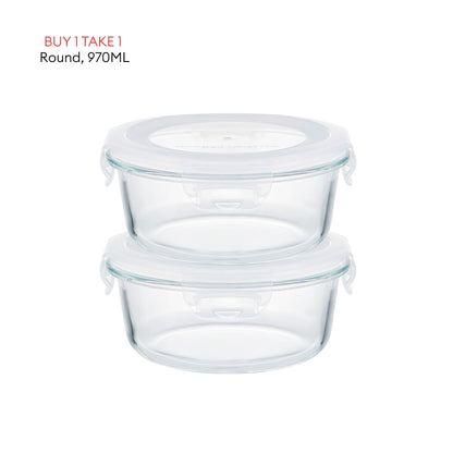 LOCAUPIN B1T1 2-Pack Airtight Borosilicate Glass Food Containers with Silicone Lid Microwave Safe Leakproof Lunch Box