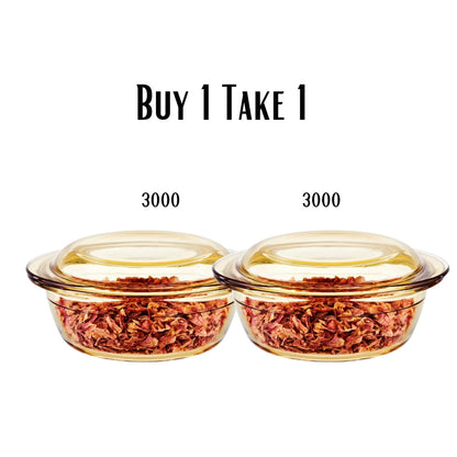 Locaupin B1T1 Amber Crystal Cooking Pot with Lid Microwave Oven Safe Borosilicate Glass Bowl Vintage Design Dish Bowl For Soups