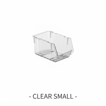 LOCAUPIN Multi-Purpose Stackable Storage Basket  Space-Saving Kitchen Pantry Storage Rack Premium PET Clear Organizer