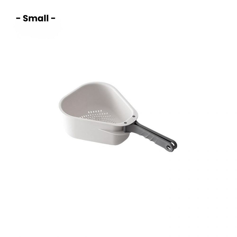 LOCAUPIN Foldable Handle Colander Draining Basket Food-Grade Vegetable & Fruit Strainer Space-Saving Triangle Basket