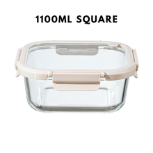 Load image into Gallery viewer, Locaupin Tempered Glass Air Valve Lid Airtight Food Keeper Borosilicate Lunch Box Leakproof Heat Resistant Meal Prep Container
