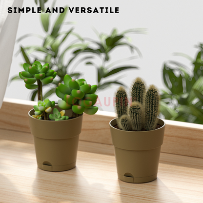Locaupin Simple Style Flowerpot with Tray Minimalist Gardening Pot Indoor and Outdoor Garden Use