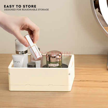 Locaupin Foldable Storage Basket Multipurpose Desktop Organizer for Office and School Stationery Supplies Container
