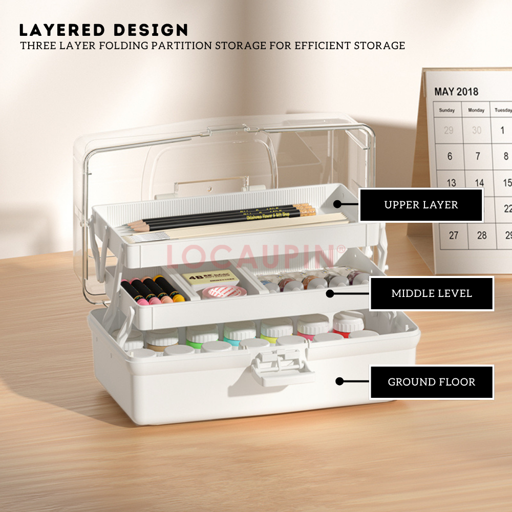 Locaupin Simple Multipurpose Storage Box Desktop Home Organizer Minimalist Layered Space Saver Sorting Bin High Quality Container
