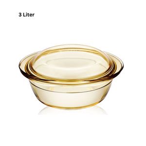 LOCAUPIN Borosilicate Glass Casserole Dual Use Covered Vintage Serving Dinner Soup Dish Bowl Lid