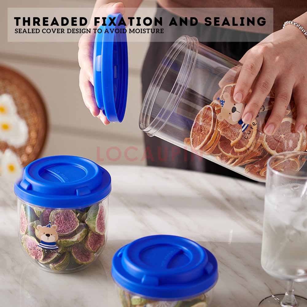 Locaupin Set of 3 Multifunctional Airtight Canister Stackable Food Storage Kitchen Pantry Moisture-Proof Fresh Keeping Containers