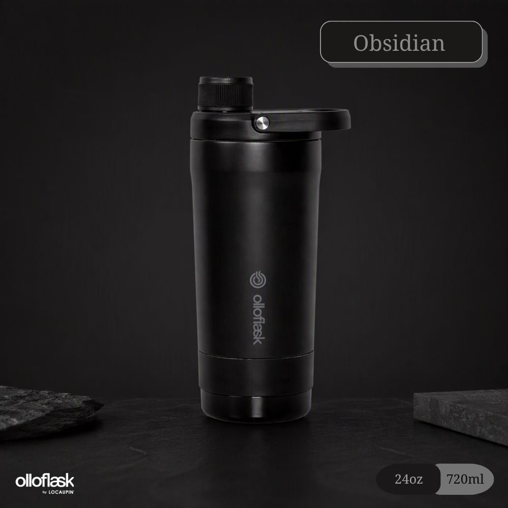 Locaupin Fusion Series (24oz) Insulated 2IN1 Wellness Protein Shaker Bottle with Tritan Bottom Cup