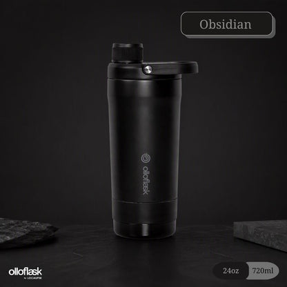 Locaupin Fusion Series (24oz) Insulated 2IN1 Wellness Protein Shaker Bottle with Tritan Bottom Cup