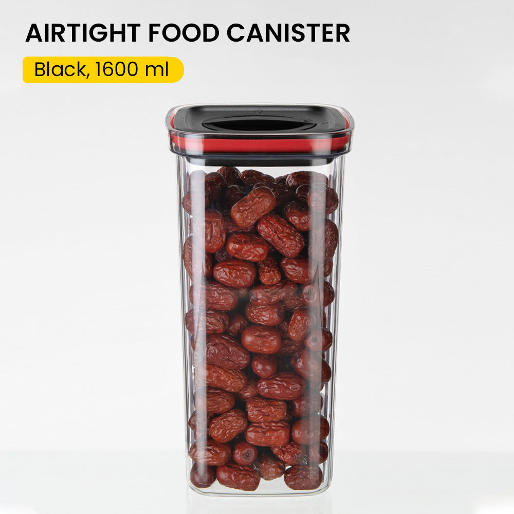Locaupin Airtight Food Container with Easy Open and Lock Lid Dry Food Canister Cereal Candy Pasta Stackable Kitchen Pantry Transparent Organizer Storage (PET Plastic)