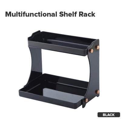 Locaupin 2 Layer Multifunctional Countertop Shelf Rack Spice Condiments Organizer Kitchen Bathroom Storage