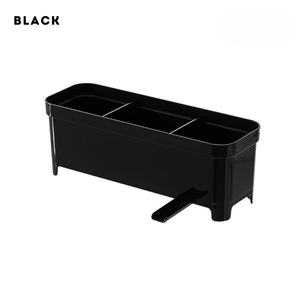 Locaupin 3 Compartment Sink Organizer Draining Rack High Quality Kitchen Dishwashing Soap Sponge Holder with Automatic Drain Port