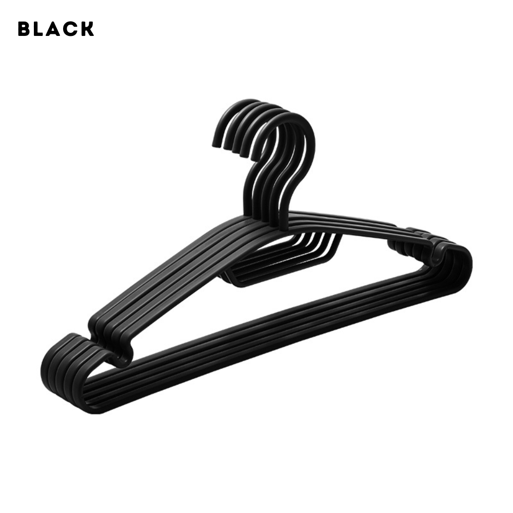 Locaupin 5 Pieces Anti-Slip Hanger with Groove Design Heavy Duty Flexible Wardrobe Laundry Organizer High Quality Clothes Holder