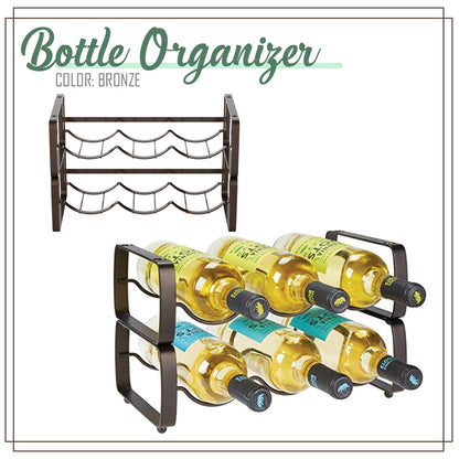 Locaupin Water Bottle Organizer Kitchen Countertop Display Stand Cabinet Shelf Storage Space Saver Metal Rack Soda Can Holder