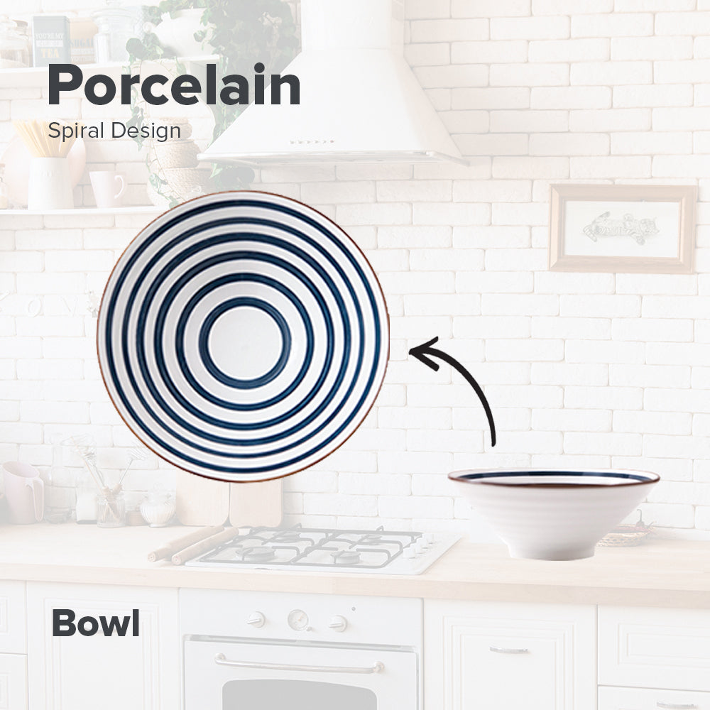 LOCAUPIN Spiral Japanese Porcelain Tableware Dining Plate Dip Soup Bowl Serving Platter Sauce Holder