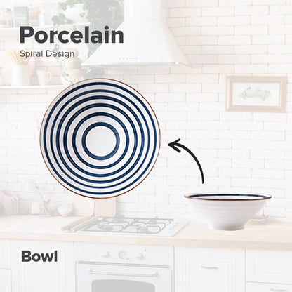 LOCAUPIN Spiral Japanese Porcelain Tableware Dining Plate Dip Soup Bowl Serving Platter Sauce Holder
