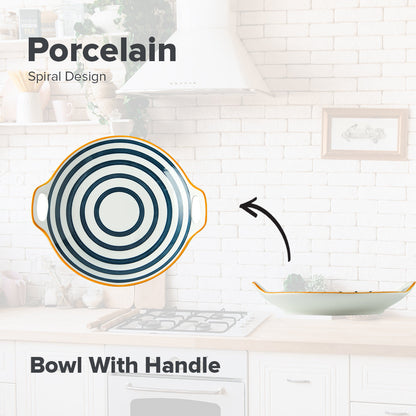 LOCAUPIN Spiral Japanese Porcelain Tableware Dining Plate Dip Soup Bowl Serving Platter Sauce Holder