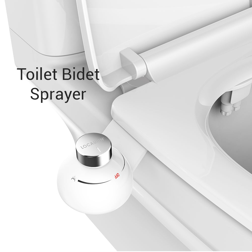 Locaupin Bathroom Hands-Free Non Electric Bidet Toilet Seat Attachment with Dual Nozzles For Rear & Feminine Wash
