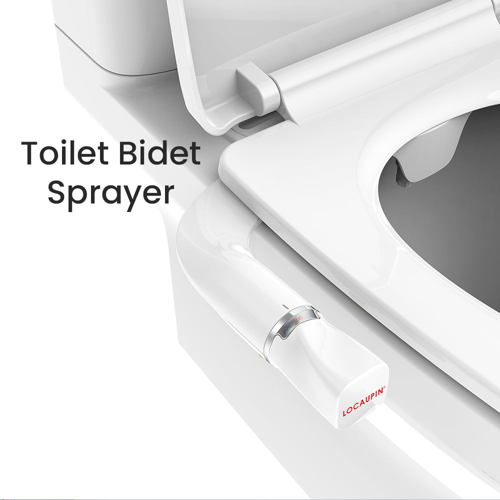 Locaupin Bathroom Hands-Free Non Electric Bidet Toilet Seat Attachment with Dual Nozzles For Rear & Feminine Wash