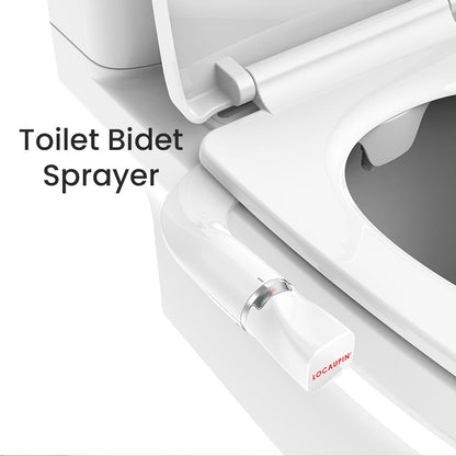 Locaupin Bathroom Hands-Free Non Electric Bidet Toilet Seat Attachment with Dual Nozzles For Rear & Feminine Wash