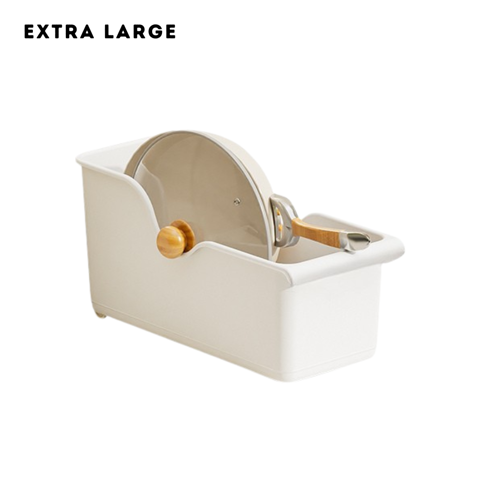 Locaupin Multifunctional Kitchen Cabinet Organizer Box Space Saving Large Capacity Pantry Pull-Out Storage Bin with Wheels