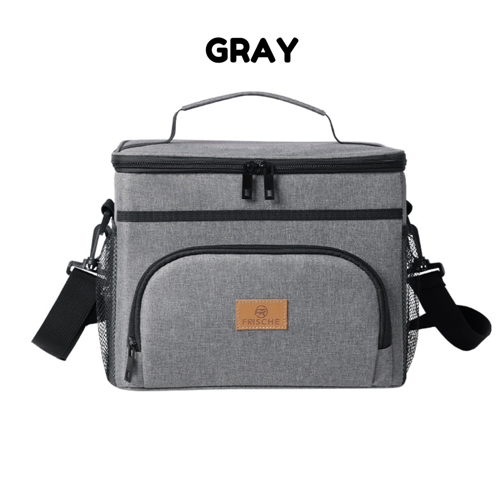 Locaupin Insulated Lunch Box and Ice Drink Bag Large Capacity Waterproof with Strap and Side Pockets Portable Food Drinks Storage