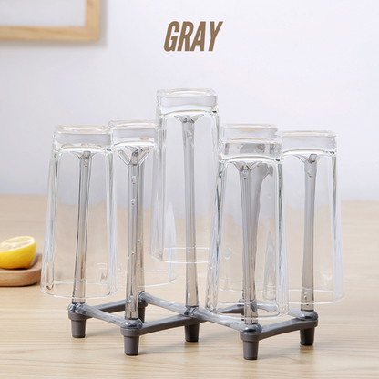 Locaupin Minimalist Inverted Cup Draining Rack for Kitchen Countertops Foldable Drinking Glass Holder Space Saving Mug Storage