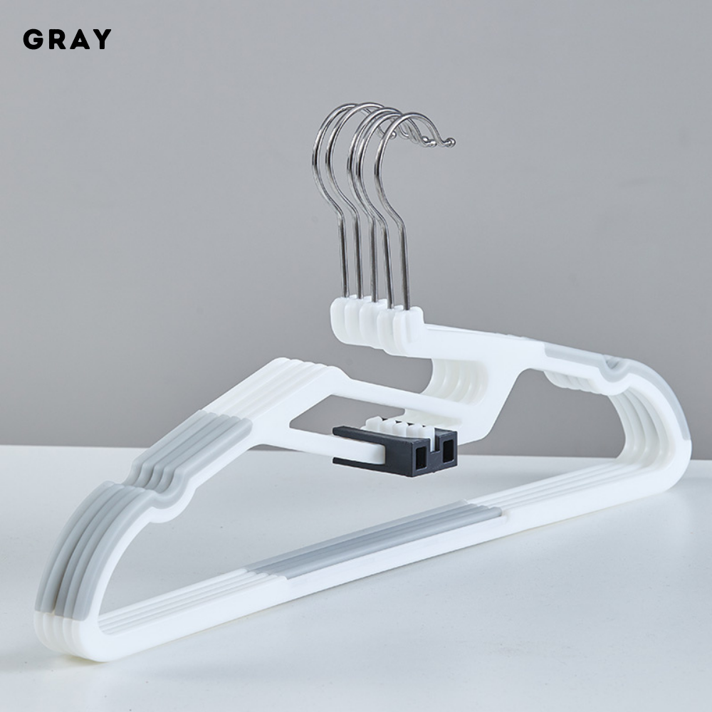 Locaupin 5pcs Anti-Slip Hanger with Hook Space Saving Clothes Holder Continuous Hanging Design Wardrobe Laundry Area Organizer