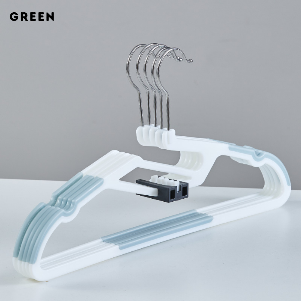 Locaupin 5pcs Anti-Slip Hanger with Hook Space Saving Clothes Holder Continuous Hanging Design Wardrobe Laundry Area Organizer