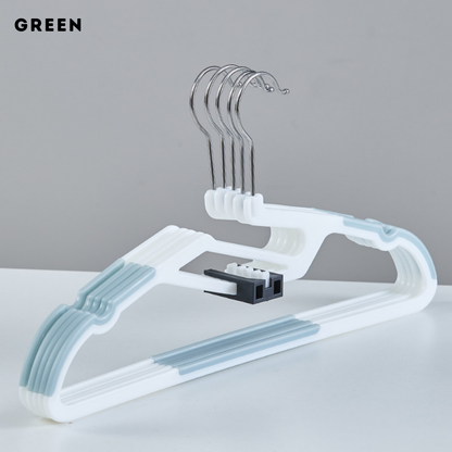 Locaupin 5pcs Anti-Slip Hanger with Hook Space Saving Clothes Holder Continuous Hanging Design Wardrobe Laundry Area Organizer