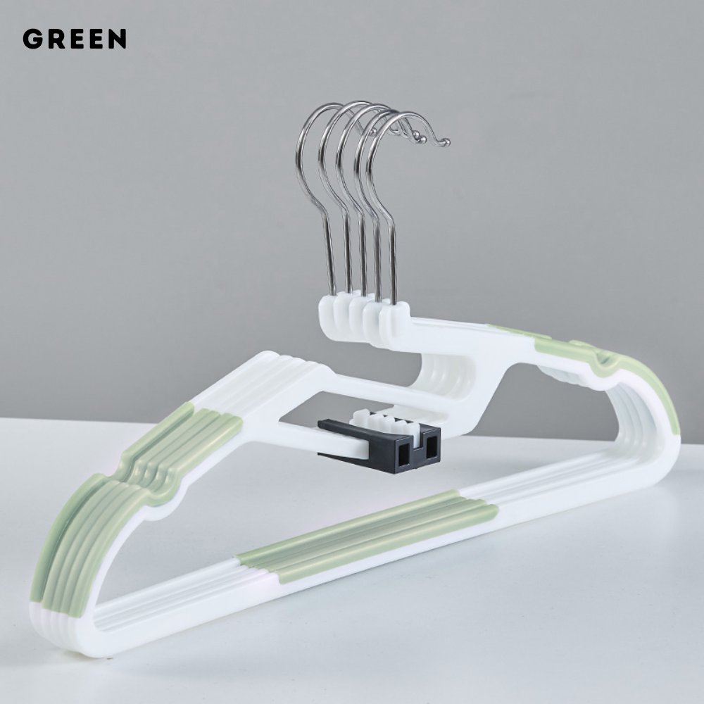 Locaupin 5pcs Anti-Slip Hanger with Hook Space Saving Clothes Holder Continuous Hanging Design Wardrobe Laundry Area Organizer