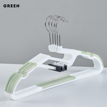 Locaupin 5pcs Anti-Slip Hanger with Hook Space Saving Clothes Holder Continuous Hanging Design Wardrobe Laundry Area Organizer