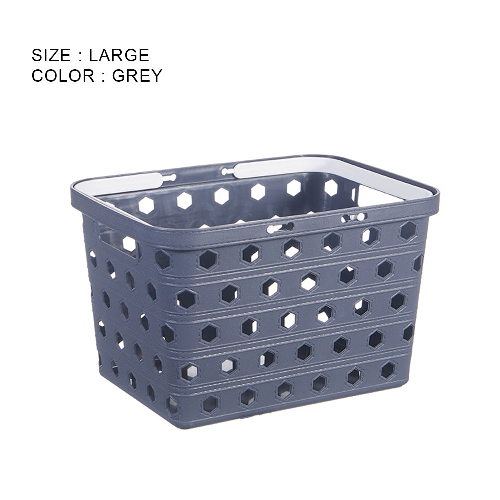 Locaupin Plastic Basket Bin with Handle Multipurpose Kitchen Countertop Laundry Toiletries Organizer Stackable Closet Storage
