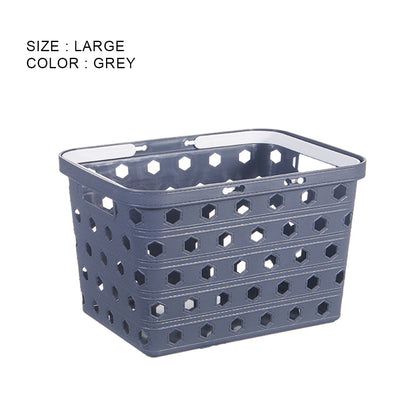 Locaupin Plastic Basket Bin with Handle Multipurpose Kitchen Countertop Laundry Toiletries Organizer Stackable Closet Storage