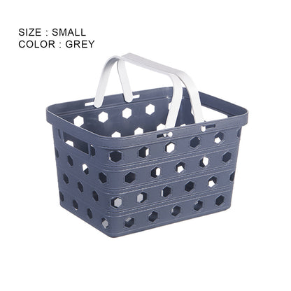 Locaupin Plastic Basket Bin with Handle Multipurpose Kitchen Countertop Laundry Toiletries Organizer Stackable Closet Storage