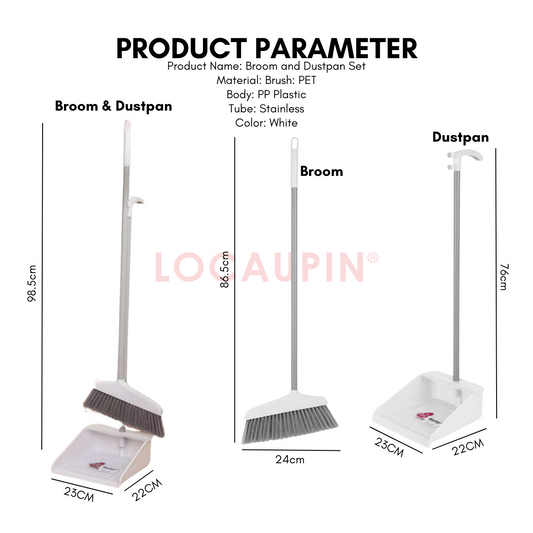 Locaupin Broom and Dustpan Set Household Floor Cleaning Tool High Quality Material Long Handle Sweeper Sturdy and Durable Cleaner