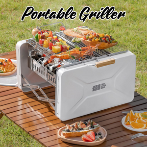 Locaupin Stainless Steel Portable Foldable Barbeque Griller Outdoor Camping Barbeque Roasting Picnic Party Folding Charcoal Stove